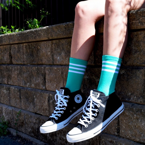 5 Pairs of Women’s Cotton Crew Socks Turquoise - Picture 2 of 8